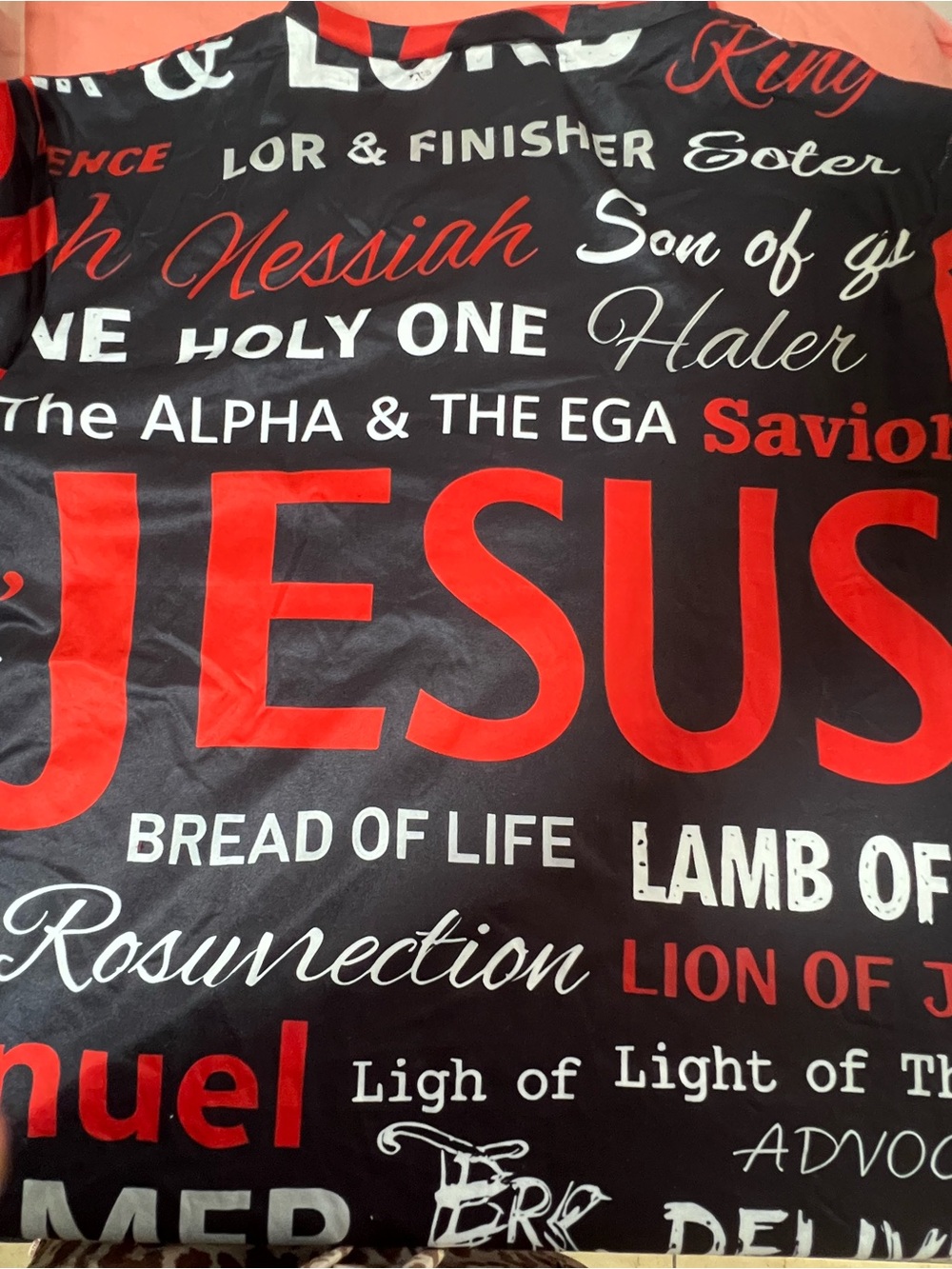 Jesus Kristen Faith, graphic inspirational  Scripture Print Shirt - Black & Red